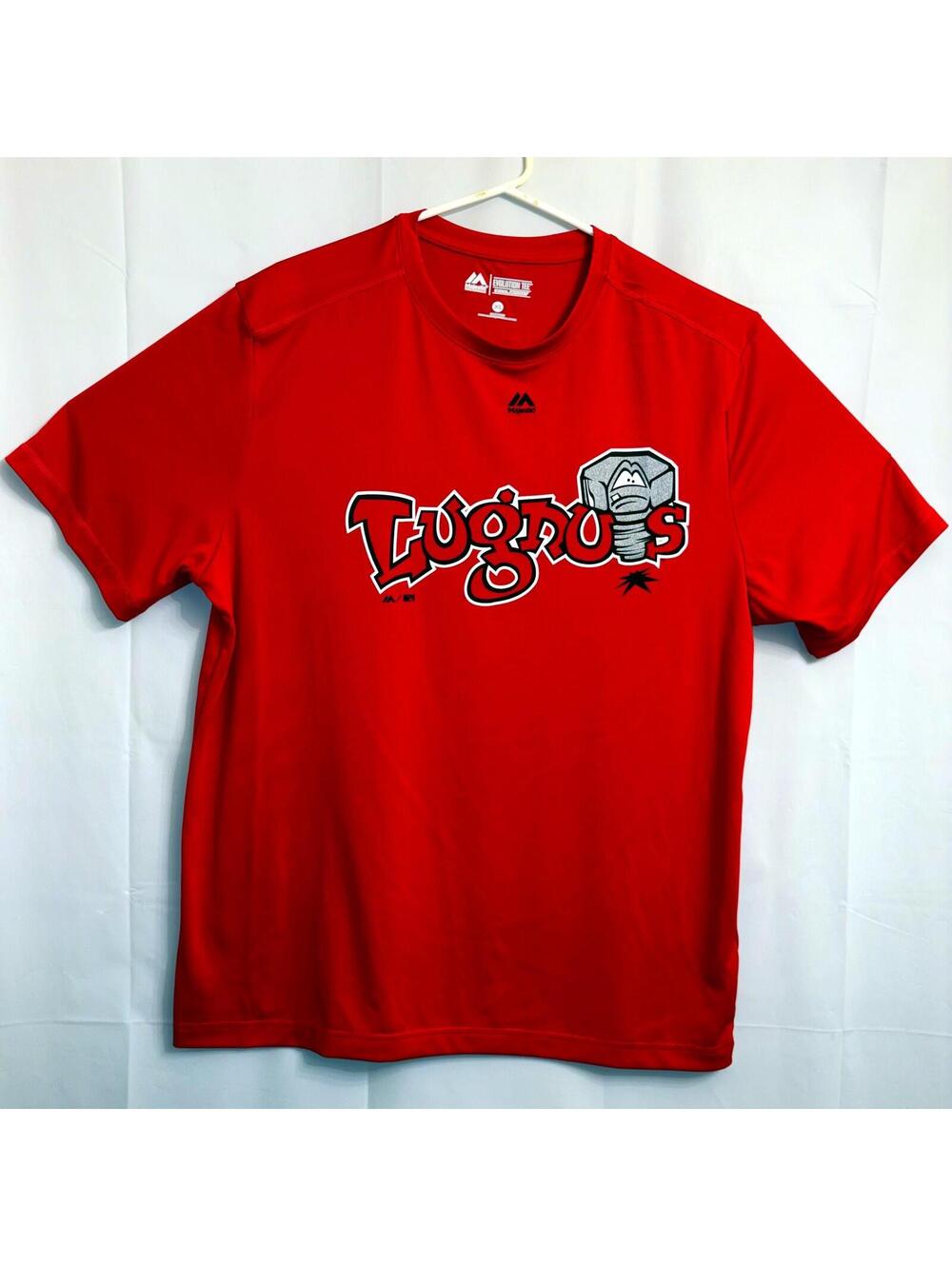 Majestic Lansing Lugnuts MiLB Red Cool Base Performance T-Shirt Men's XL